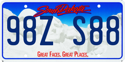 SD license plate 98ZS88