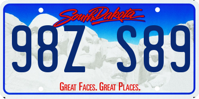 SD license plate 98ZS89