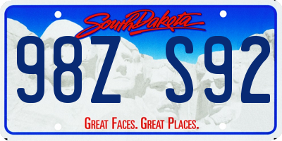 SD license plate 98ZS92