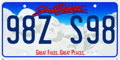 SD license plate 98ZS98