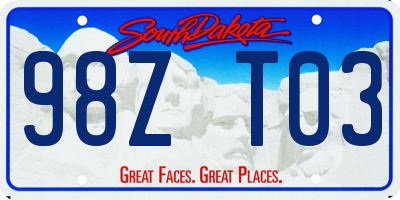 SD license plate 98ZT03