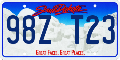SD license plate 98ZT23