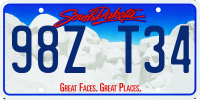 SD license plate 98ZT34
