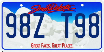 SD license plate 98ZT98