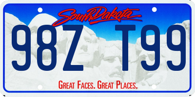 SD license plate 98ZT99