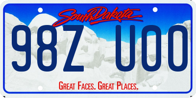 SD license plate 98ZU00