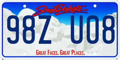SD license plate 98ZU08