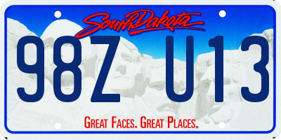 SD license plate 98ZU13