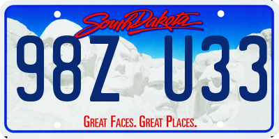 SD license plate 98ZU33