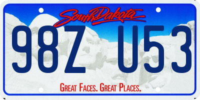 SD license plate 98ZU53