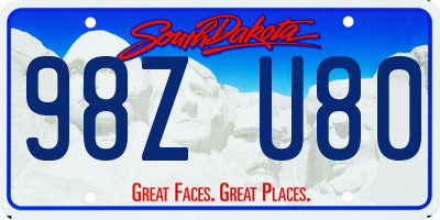 SD license plate 98ZU80