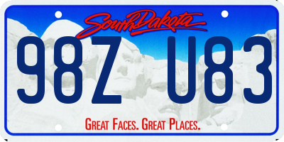 SD license plate 98ZU83