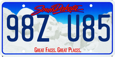 SD license plate 98ZU85