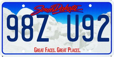 SD license plate 98ZU92