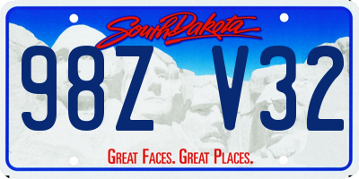 SD license plate 98ZV32