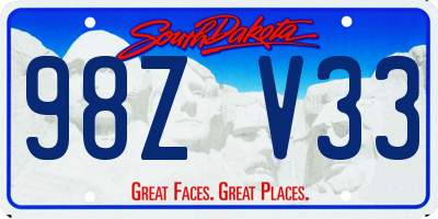SD license plate 98ZV33