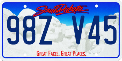 SD license plate 98ZV45