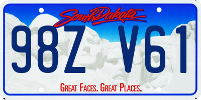 SD license plate 98ZV61