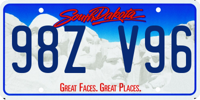 SD license plate 98ZV96