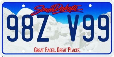SD license plate 98ZV99