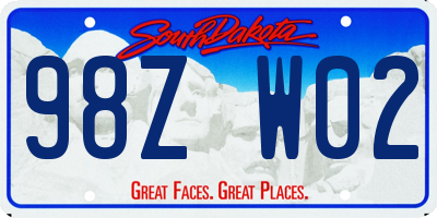 SD license plate 98ZW02