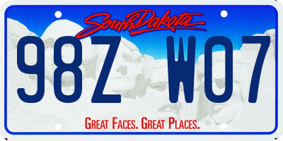 SD license plate 98ZW07