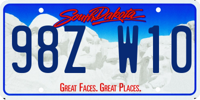 SD license plate 98ZW10