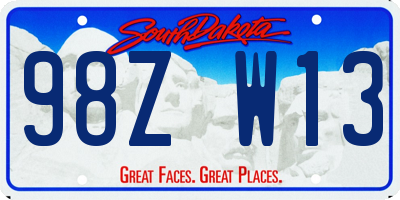 SD license plate 98ZW13