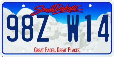 SD license plate 98ZW14