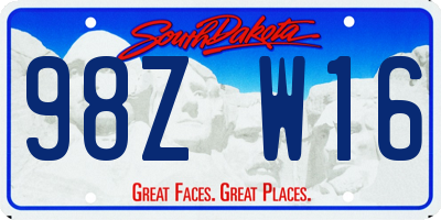 SD license plate 98ZW16
