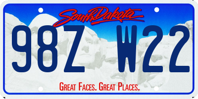 SD license plate 98ZW22