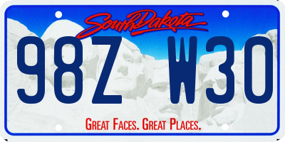SD license plate 98ZW30