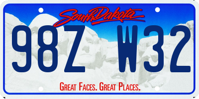 SD license plate 98ZW32