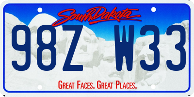 SD license plate 98ZW33