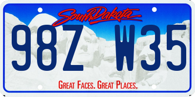 SD license plate 98ZW35