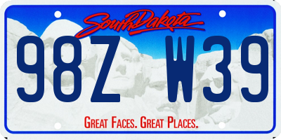 SD license plate 98ZW39