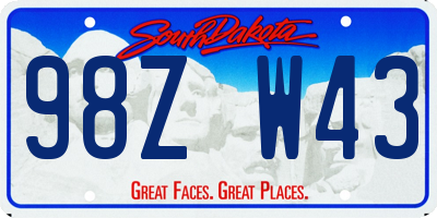 SD license plate 98ZW43