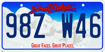 SD license plate 98ZW46