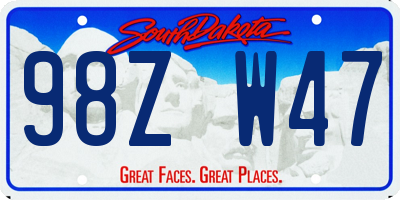 SD license plate 98ZW47