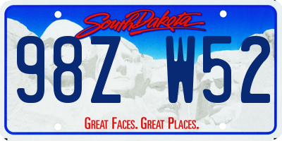SD license plate 98ZW52