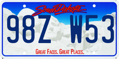SD license plate 98ZW53