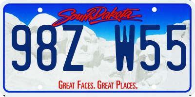 SD license plate 98ZW55