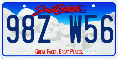 SD license plate 98ZW56