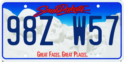 SD license plate 98ZW57