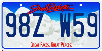 SD license plate 98ZW59