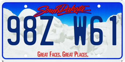 SD license plate 98ZW61