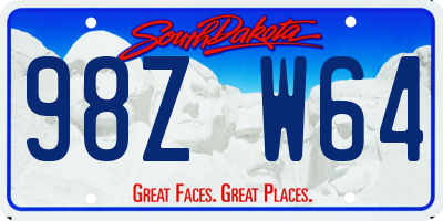 SD license plate 98ZW64