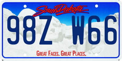 SD license plate 98ZW66