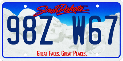 SD license plate 98ZW67
