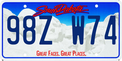 SD license plate 98ZW74
